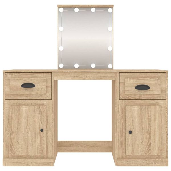 vidaXL Μπουντουάρ με LED Sonoma Δρυς 130 x 50 x 132,5 εκ.