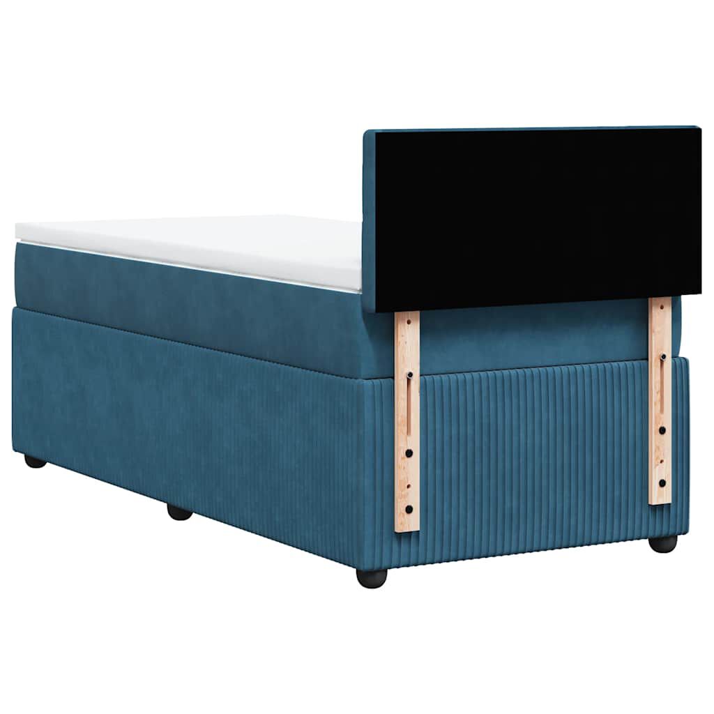 vidaXL Κρεβάτι Boxspring με Στρώμα Μπλε 80 x 200 εκ. Βελούδινο