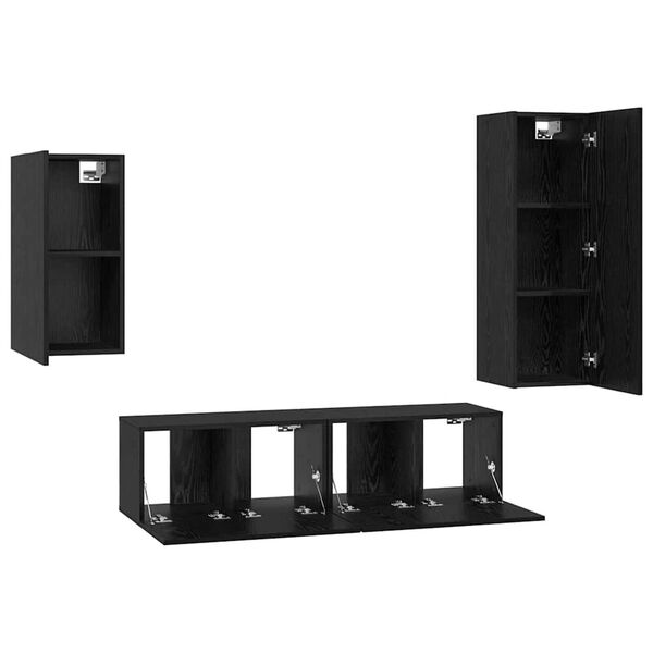 vidaXL Σετ επίπλου τηλεόρασης 4 pcs Μαύρη δρυς 30.5 x 30 x 90 cm