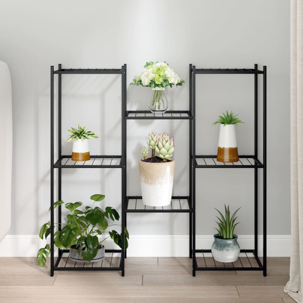 vidaXL Βάση Λουλουδιών Μαύρη 83 x 25 x 80 εκ. Σιδερένια