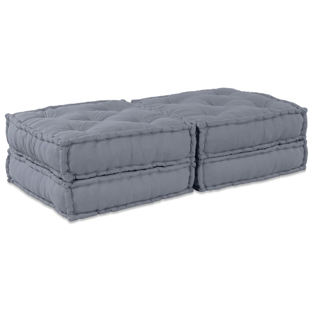 vidaXL Πολυθρόνα Pouffe 2 Θέσεων Modular Μετατρέψιμη Γκρι Υφάσματος