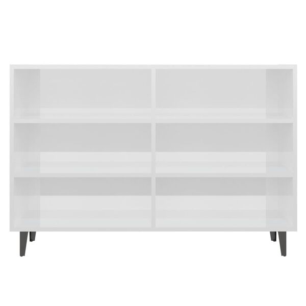 vidaXL Ραφιέρα Γυαλιστερή Λευκή 103,5 x 35 x 70 εκ. από Επεξεργ. Ξύλο
