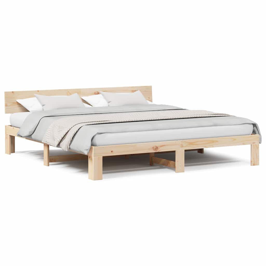 vidaXL Σκελετός Κρεβατιού Καφέ 200 x 200 cm Μασίφ ξύλο πεύκου