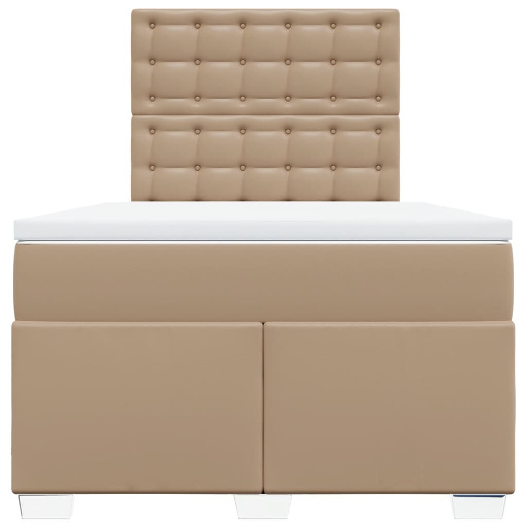 vidaXL Κρεβάτι Boxspring με Στρώμα Καπουτσίνο 120x190εκ.από Συνθ.Δέρμα
