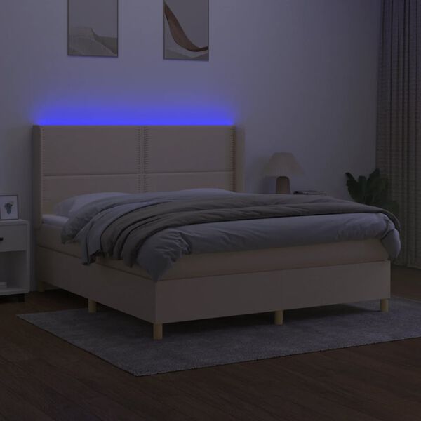 vidaXL &Kappa;&rho;&epsilon;&beta;ά&tau;&iota; Boxspring &mu;&epsilon; &Sigma;&tau;&rho;ώ&mu;&alpha; & LED &Kappa;&rho;&epsilon;&mu; 180x200 &epsilon;&kappa;. &Upsilon;&phi;&alpha;&sigma;&mu;ά&tau;&iota;&nu;&omicron;