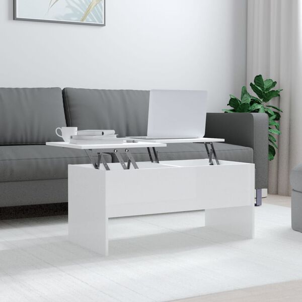 vidaXL Τραπεζάκι Σαλονιού Γυαλ. Λευκό 102x50,5x46,5 εκ. Επεξεργ. Ξύλο