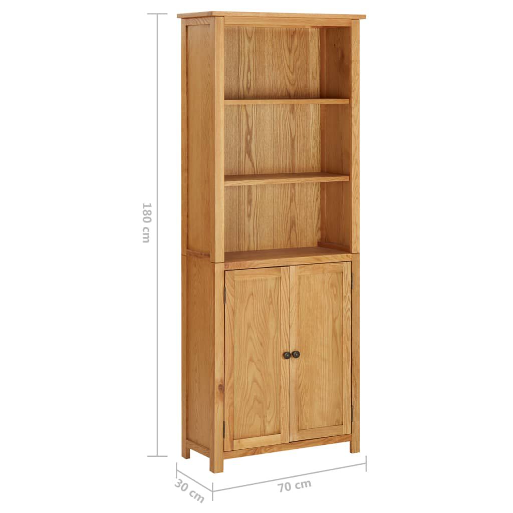 vidaXL Βιβλιοθήκη με 2 Πόρτες 70 x 30 x 180 εκ. Μασίφ Ξύλο Δρυός