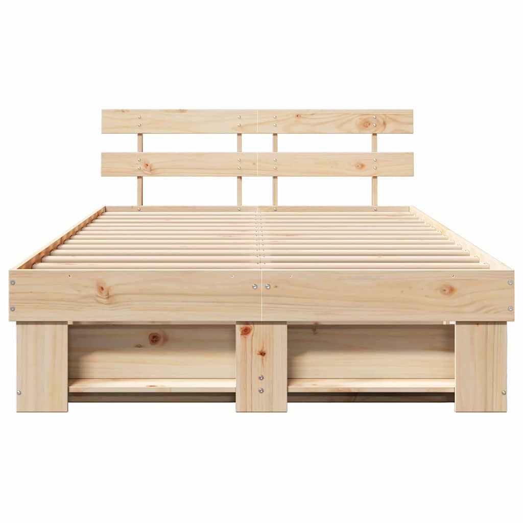 vidaXL Σκελετός Κρεβατιού Καφέ 120 x 190 cm Μασίφ ξύλο πεύκου