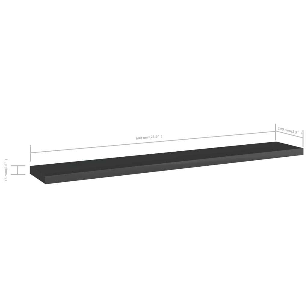 vidaXL Ράφια Βιβλιοθήκης 4 τεμ. Γυαλ. Μαύρο 60x10x1,5 εκ. Μοριοσανίδα