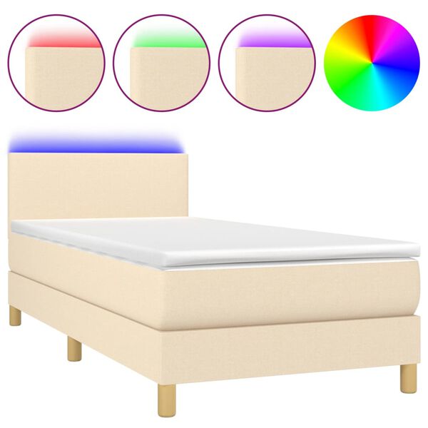 vidaXL &Kappa;&rho;&epsilon;&beta;ά&tau;&iota; Boxspring &mu;&epsilon; &Sigma;&tau;&rho;ώ&mu;&alpha; & LED &Kappa;&rho;&epsilon;&mu; 80x200 &epsilon;&kappa;. &Upsilon;&phi;&alpha;&sigma;&mu;ά&tau;&iota;&nu;&omicron;
