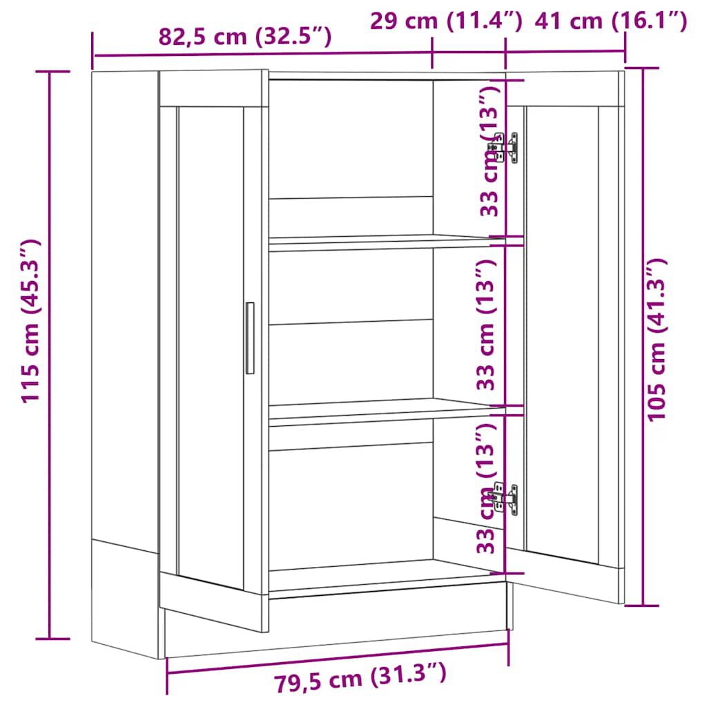 vidaXL Βιβλιοθήκη Μαύρο Δρυς 82,5x30,5x115 εκ. Επεξεργασμένο Ξύλο