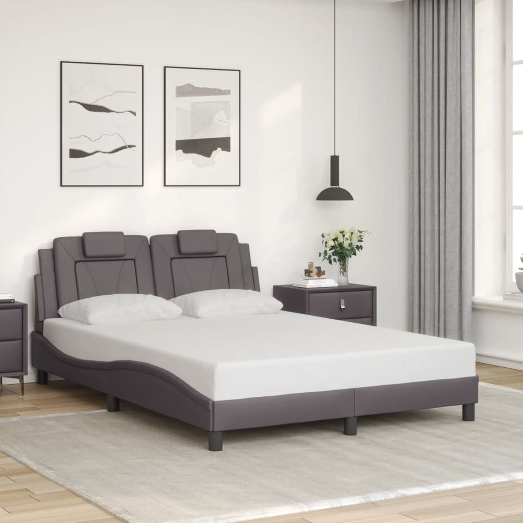 vidaXL Πλαίσιο Κρεβατιού με Κεφαλάρι Γκρι 120x200 εκ. Συνθετικό Δέρμα
