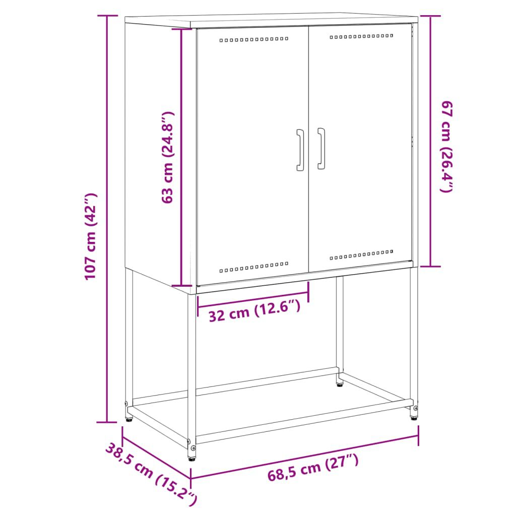 vidaXL Ντουλάπι Πράσινο Λαδί 68,5x38,5x107 εκ. από Ατσάλι