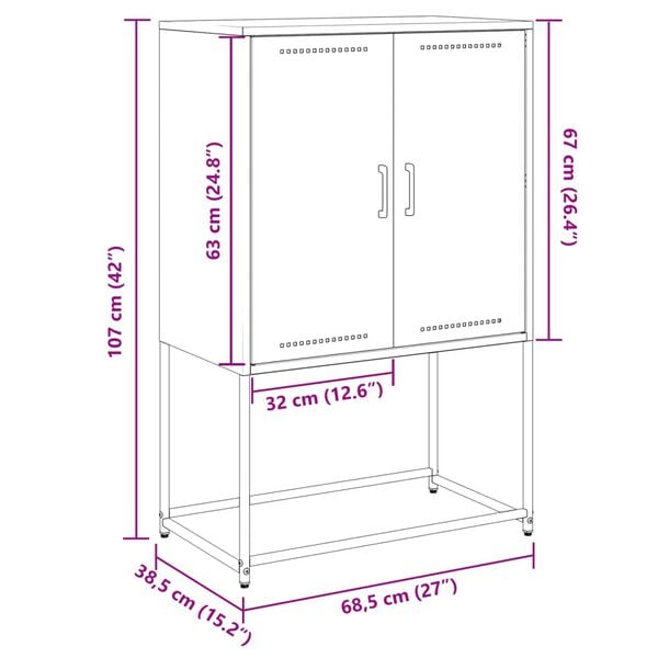 vidaXL Ντουλάπι Πράσινο Λαδί 68,5x38,5x107 εκ. από Ατσάλι