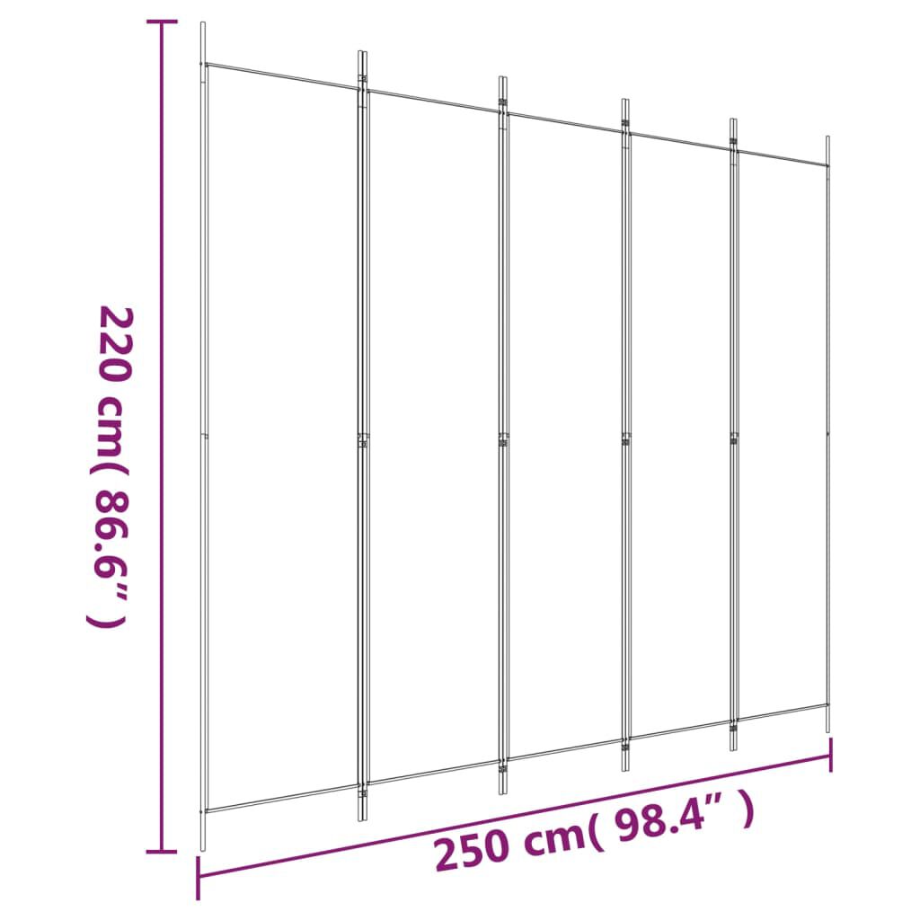 vidaXL Διαχωριστικό Δωματίου με 5 Πάνελ Καφέ 250x220 εκ. από Ύφασμα