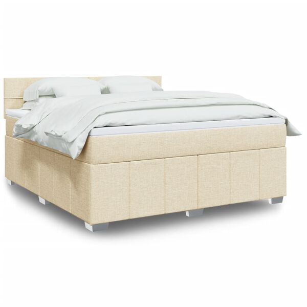 vidaXL &Kappa;&rho;&epsilon;&beta;ά&tau;&iota; Boxspring &mu;&epsilon; &Sigma;&tau;&rho;ώ&mu;&alpha; &Kappa;&rho;&epsilon;&mu; 180x200 &epsilon;&kappa;. &Upsilon;&phi;&alpha;&sigma;&mu;ά&tau;&iota;&nu;&omicron;