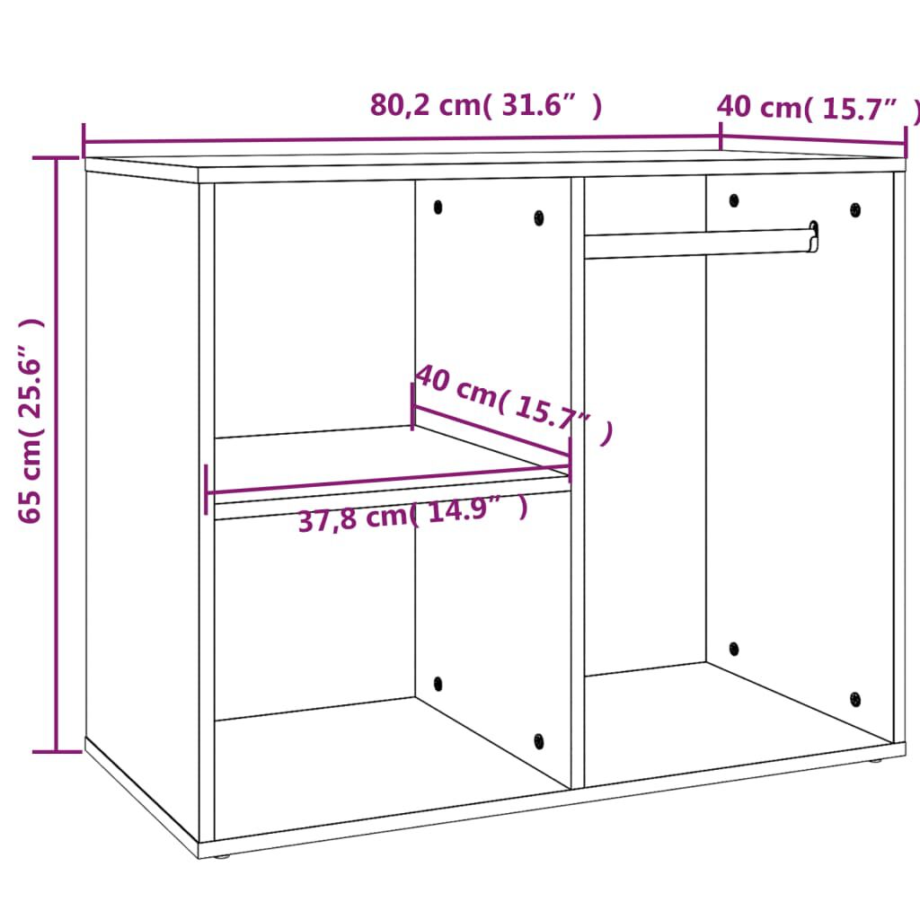 vidaXL Ντουλάπι Γυαλιστερό Καπνιστή Δρυς 80x40x65εκ.Επεξεργασμένο Ξύλο