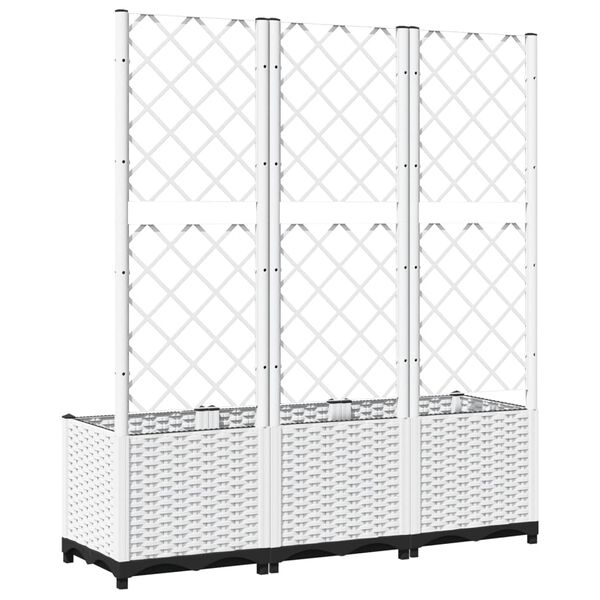 vidaXL Ζαρντινιέρα Κήπου με Καφασωτό Λευκή 120x40x136 εκ. Πολυπροπ.