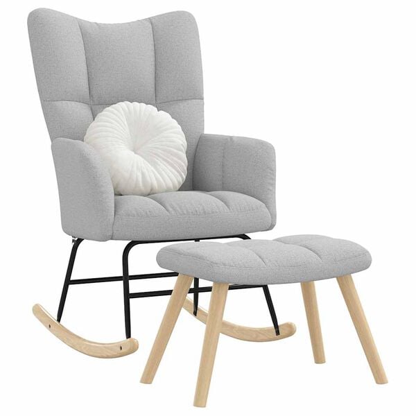 vidaXL Κουνιστή καρέκλα με υποπόδιο Cloud Grey Fabric