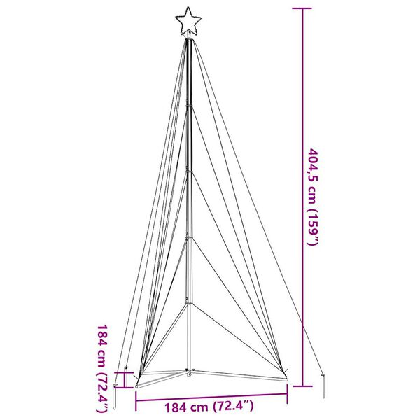 vidaXL Χριστουγεννιάτικο δέντρο LED 615 LED Ψυχρό Λευκό 404,5 εκ.