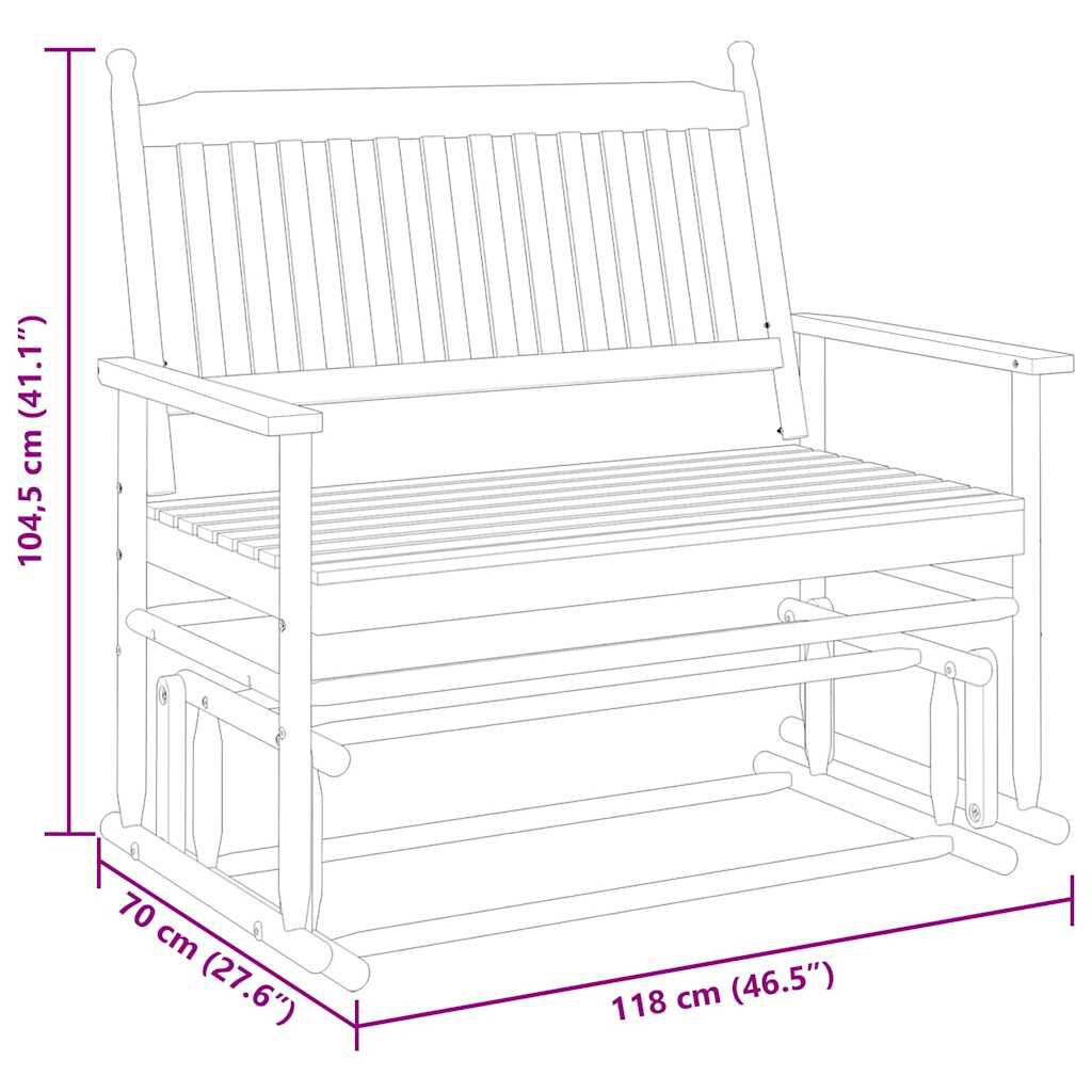 vidaXL Παγκάκι Κουνιστό Λευκό 118x70x104,5εκ. Μασίφ Ξύλο Λεύκας