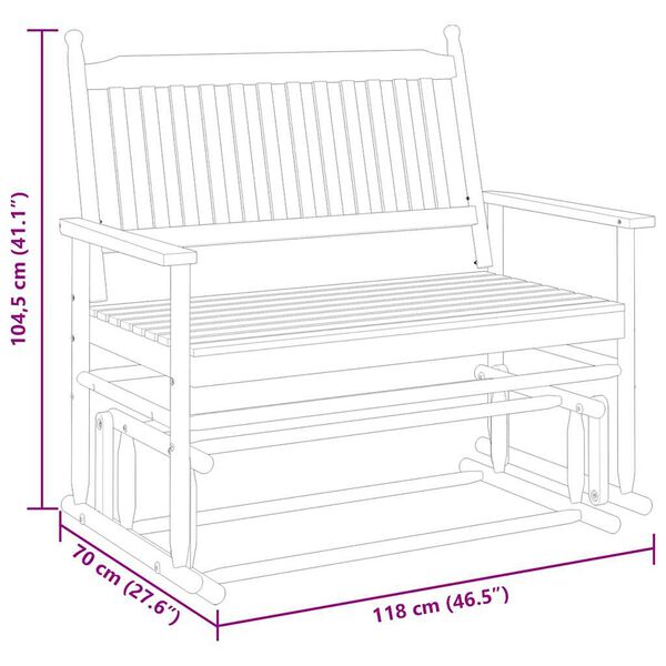 vidaXL Παγκάκι Κουνιστό Λευκό 118x70x104,5εκ. Μασίφ Ξύλο Λεύκας