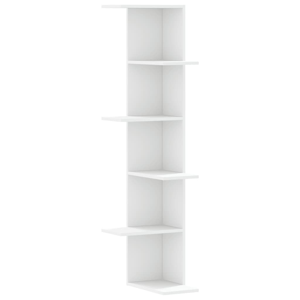 vidaXL Γωνιακή Ραφιέρα Τοίχου Λευκή 36,5x36,5x140 εκ. Επεξ. Ξύλο