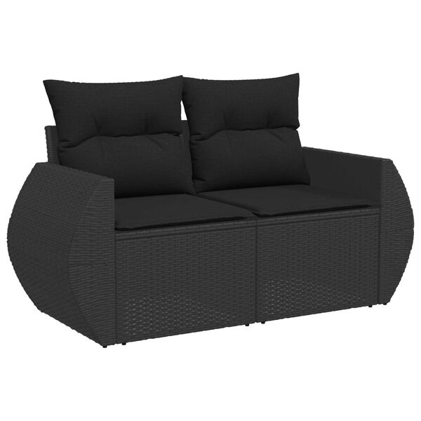 vidaXL Σετ Καναπέ Κήπου 8 pcs Μαύρο συνθετικό ρατάν
