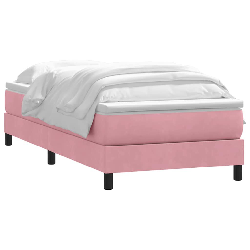 vidaXL Box Spring κρεβάτι με στρώμα ροζ 80x210 εκ. Βελούδινο