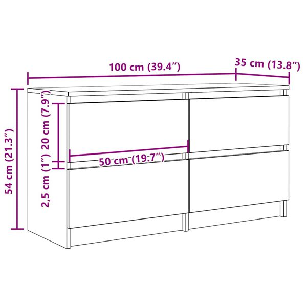 vidaXL Έπιπλο Τηλεόρασης Γκρι Sonoma 100x35x54 εκ. από Επεξεργ. Ξύλο