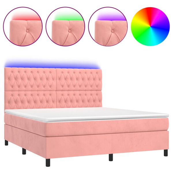 vidaXL &Kappa;&rho;&epsilon;&beta;ά&tau;&iota; Boxspring &mu;&epsilon; &Sigma;&tau;&rho;ώ&mu;&alpha; & LED &Rho;&omicron;&zeta; 180x200 &epsilon;&kappa;. &Beta;&epsilon;&lambda;&omicron;ύ&delta;&iota;&nu;&omicron;