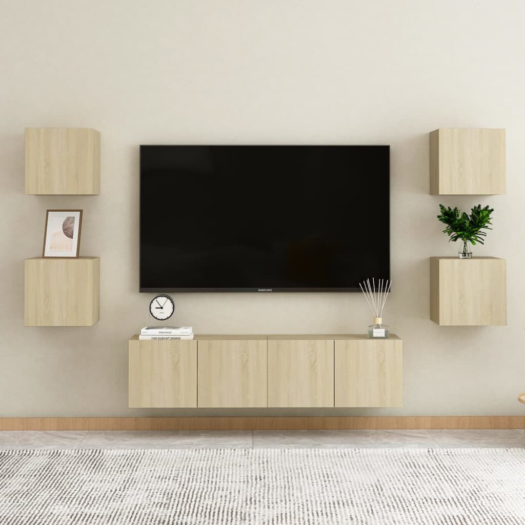 vidaXL Κομοδίνα 2 τεμ. Sonoma Δρυς 30,5 x 30 x 30 εκ. από Επεξ. Ξύλο