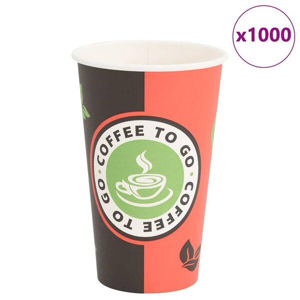 vidaXL Χάρτινα κύπελλα καφέ 1000 τεμάχια 16oz 400ml Κόκκινο και μαύρο