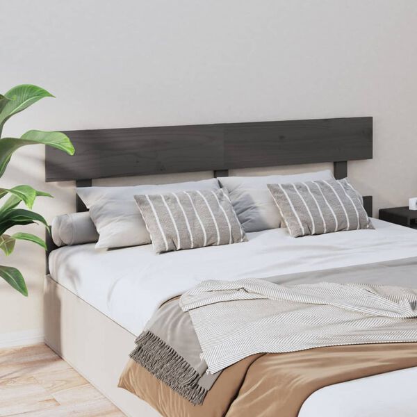 vidaXL Κεφαλάρι Κρεβατιού Γκρι 154 x 3 x 81 εκ. από Μασίφ Ξύλο Πεύκου