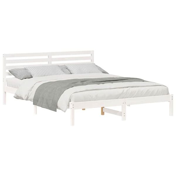 vidaXL Σκελετός Κρεβατιού Λευκό 160 x 210 cm Μασίφ ξύλο πεύκου