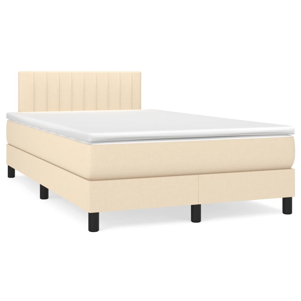 vidaXL Κρεβάτι Boxspring με Στρώμα Κρεμ 120x190 εκ. Υφασμάτινο
