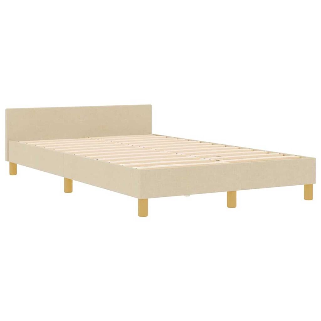 vidaXL Σκελετός Κρεβατιού με κεφαλάρι Κρεμ 120 x 200 cm ύφασμα