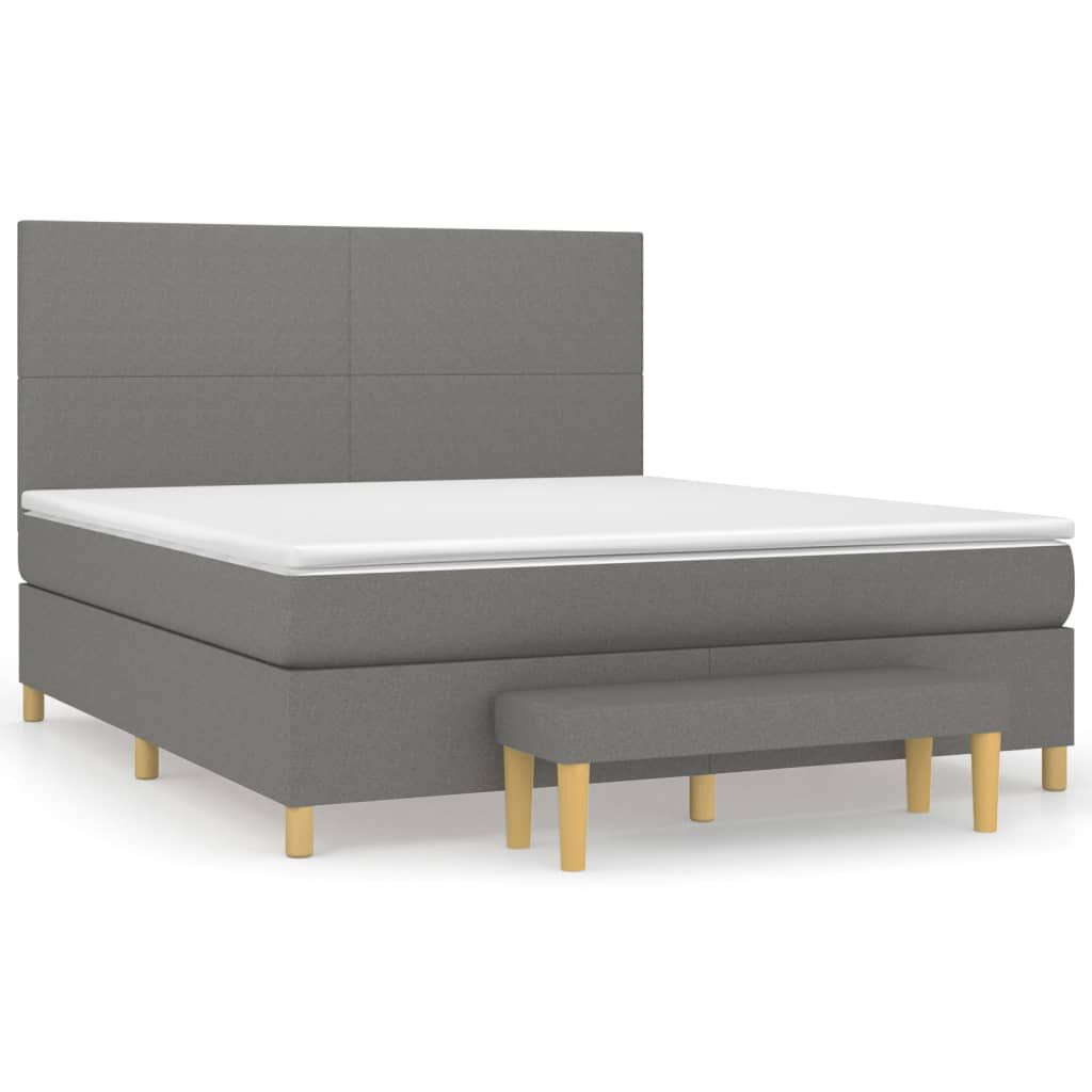 vidaXL Κρεβάτι Boxspring με Στρώμα Σκούρο Γκρι 160x200 εκ Υφασμάτινο
