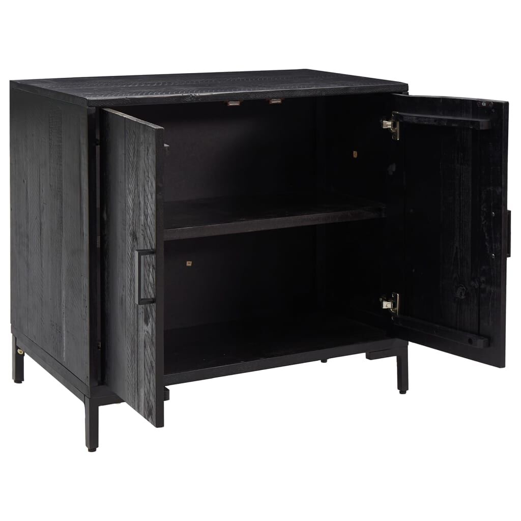 vidaXL Ντουλάπι Μαύρο 75 x 35 x 70 εκ. από Μασίφ Ξύλο Πεύκου