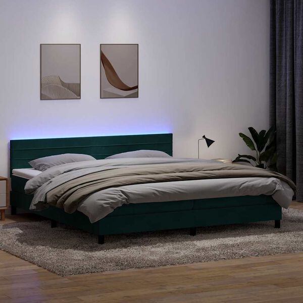 vidaXL &Kappa;&rho;&epsilon;&beta;ά&tau;&iota; Boxspring &mu;&epsilon; &Sigma;&tau;&rho;ώ&mu;&alpha; & LED &Sigma;&kappa;&omicron;ύ&rho;&omicron; &Pi;&rho;ά&sigma;&iota;&nu;&omicron; 180x210&epsilon;&kappa;. &Beta;&epsilon;&lambda;&omicron;ύ&delta;&iota;&nu;&omicron;