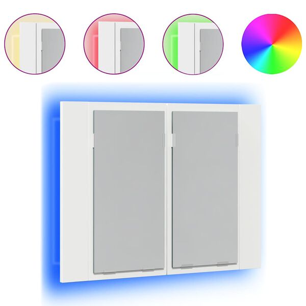 vidaXL Καθρέφτης Μπάνιου με Ντουλάπι LED Λευκός 60x12x45 εκ. Ακρυλικός