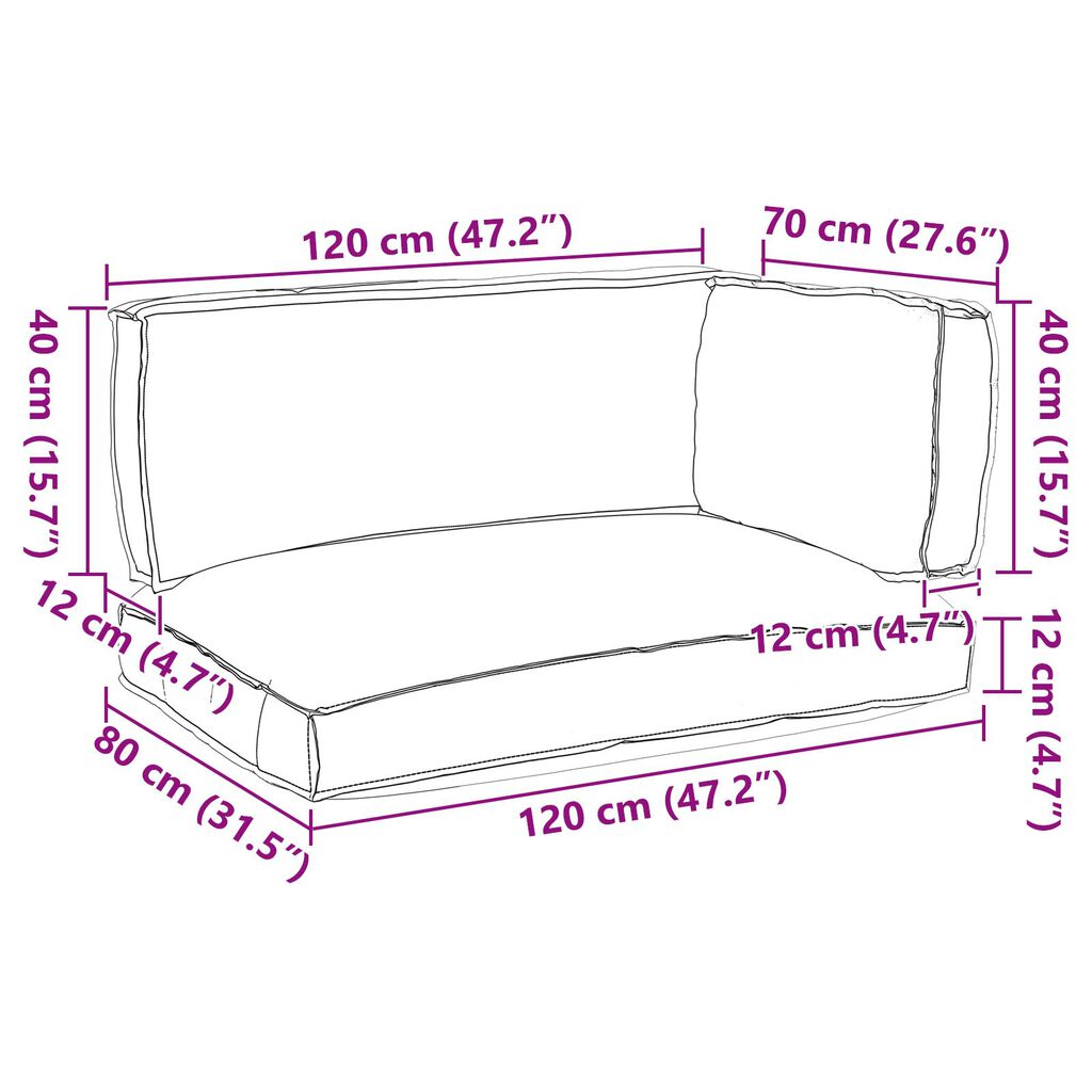 vidaXL Σετ Μάλλινων Μαξιλαριών 3 Τεμαχίων Μαύρο Oxford Fabric