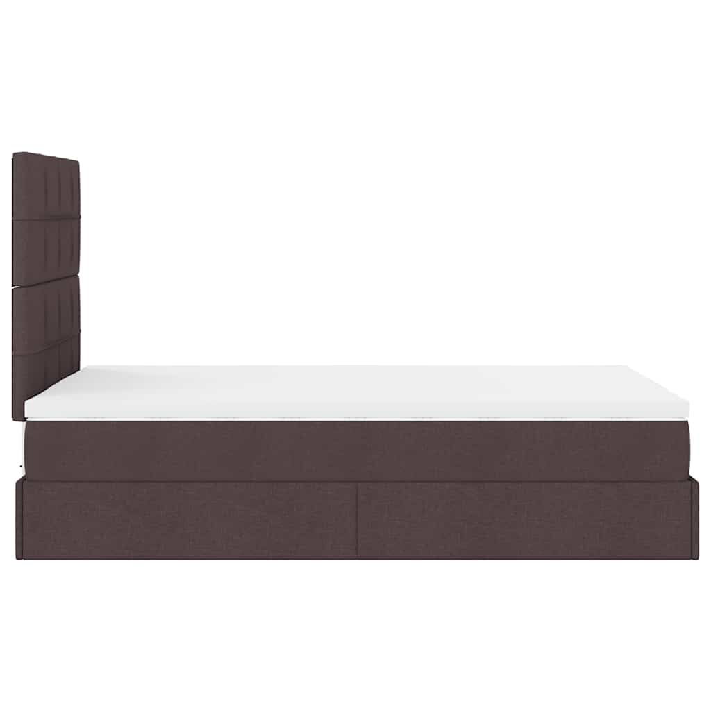 vidaXL Ottoman Κρεβάτι με Στρώμα Σκούρο Καφέ 120x200cm Ύφασμα