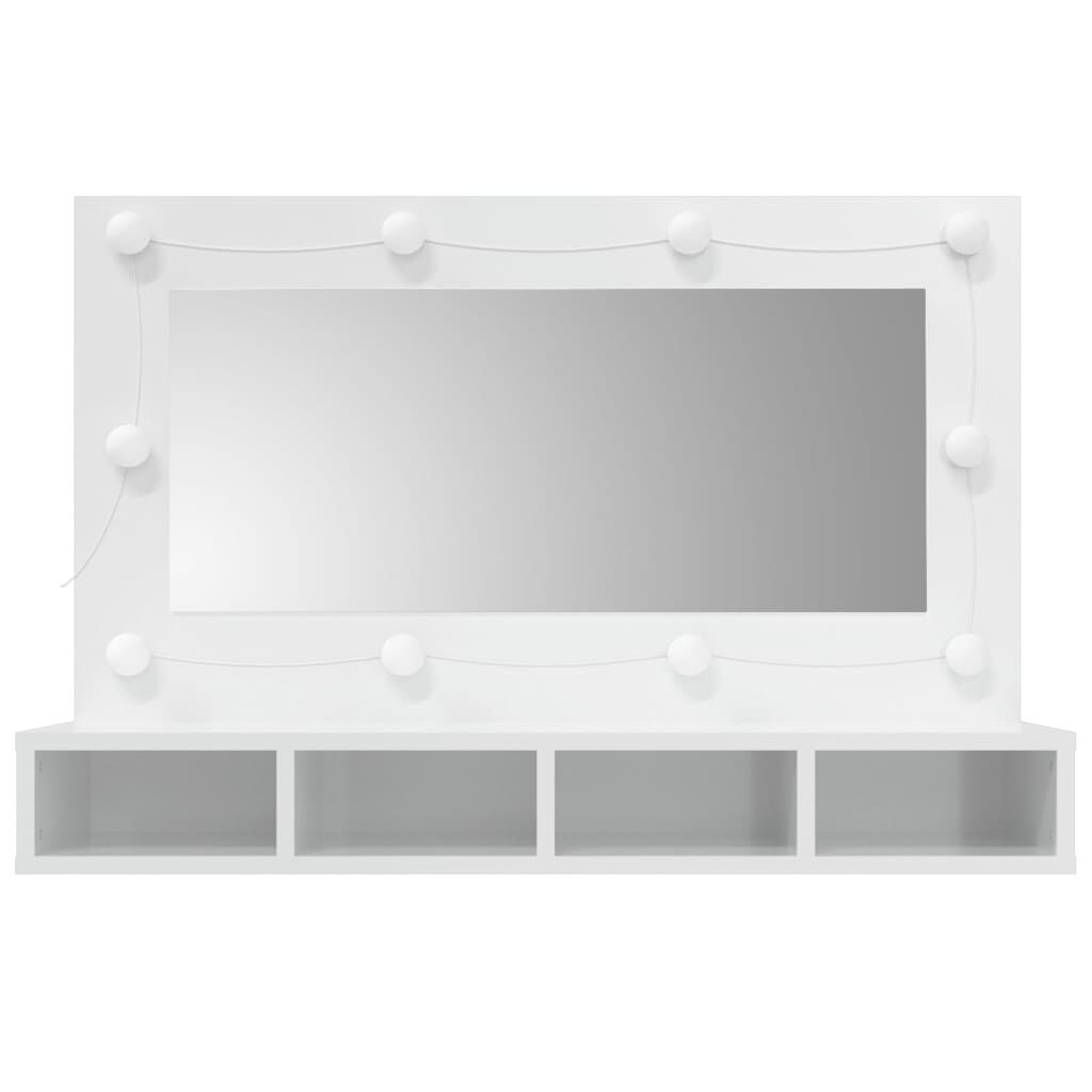 vidaXL Έπιπλο Καθρέπτη με LED Γυαλιστερό Λευκό 90 x 31,5 x 62 εκ.