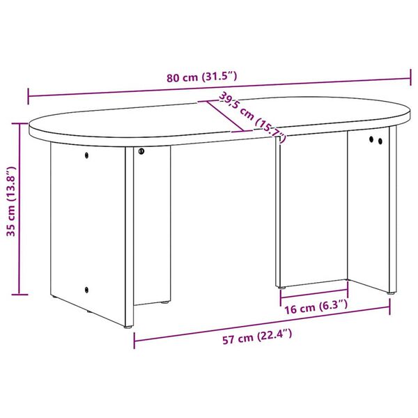 vidaXL Τραπεζάκι σαλονιού Λευκό 80 x 39.5 x 35 εκ. Μασίφ ξύλο πεύκου