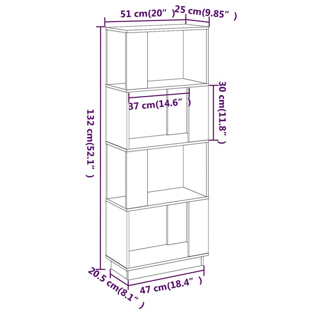 vidaXL Βιβλιοθήκη/Διαχωριστικό Χώρου Γκρι 51x25x132 εκ. Μασίφ Πεύκο
