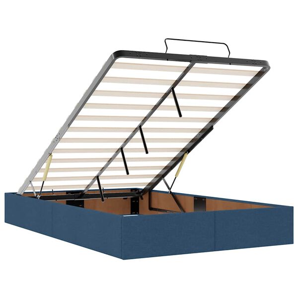 vidaXL Οθωμανικό κρεβάτι με στρώμα & LEDs Μπλε 120x200 cm Ύφασμα