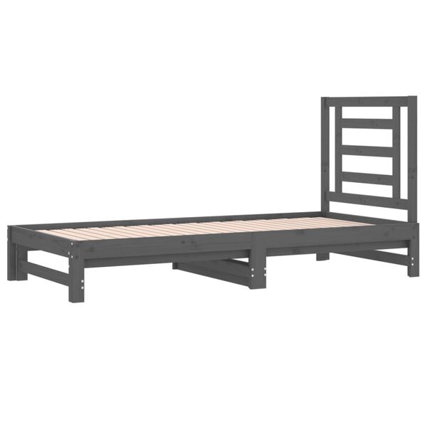 vidaXL Καναπές Κρεβάτι Συρόμενος Γκρι 2x(90x200) εκ. Μασίφ Ξύλο Πεύκου
