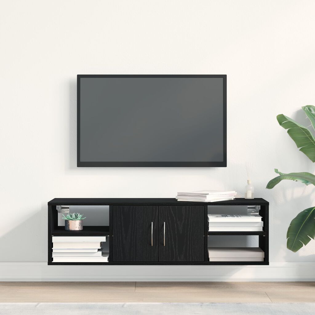 vidaXL Επιτοίχια Ράφα Μαύρη Δρυς 140x41x75 εκ. Επεξεργασμένο Ξύλο