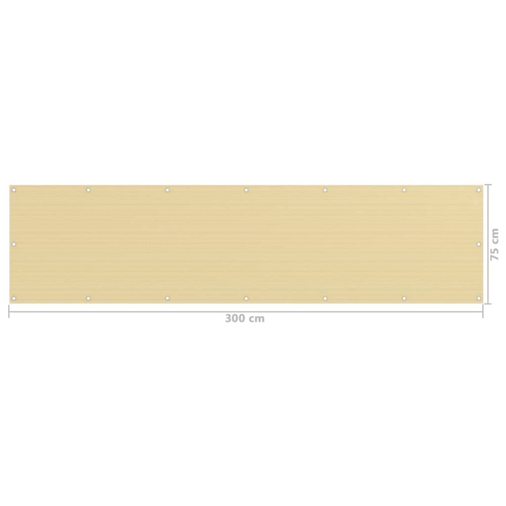 vidaXL Διαχωριστικό Βεράντας Μπεζ 75 x 300 εκ. από HDPE